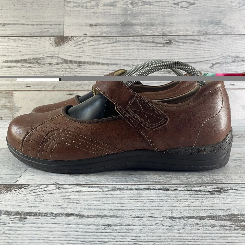 Drew Heather Mary Jane Shoes Womens‎ 9.5 W Brown Leather Orthopedic Comfort Walk